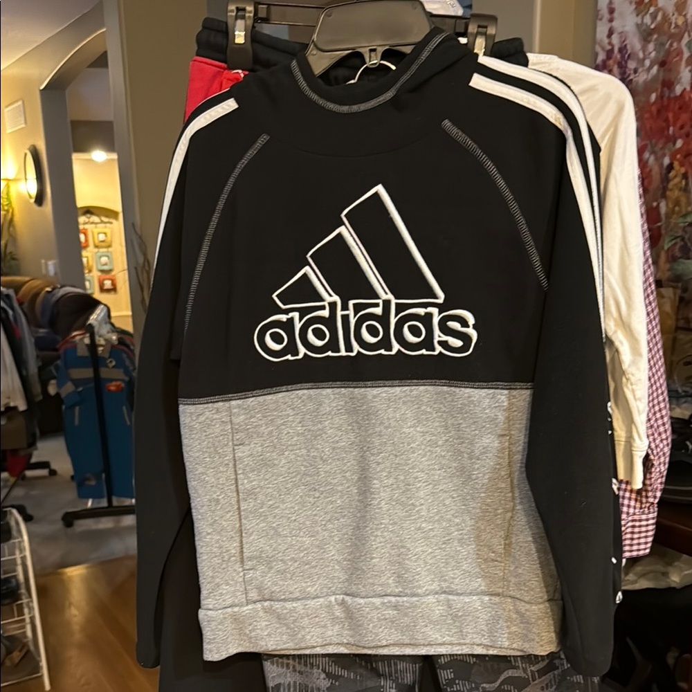 Adidas Black and Gray Logo Sweatshirt